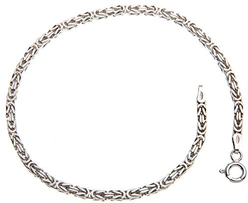 Königskettearmband, vierkant 2,5mm x 2,5mm - massiv 925 Silber, Länge 19cm