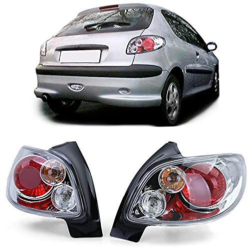 Klarglas Rückleuchten Chrom für Peugeot 206 Schrägheck 3 + 5 Türer 98-09