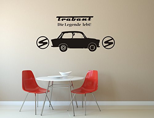 blattwerk-design Trabant, Wandtattoo, Wandaufkleber, Trabi - Die Legende lebt! - Verschiedene Größen (M070 Schwarz, 450 mm x 210 mm)