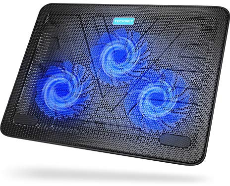 TeckNet Refroidisseurs PC Portable Ordinateur de 12 à 17 Pouces Silencieux Support Ventilé pour Ordinateur Portable avec 2 Ports USB, 3 Ventilateurs de 118mm, Alimenté Via USB