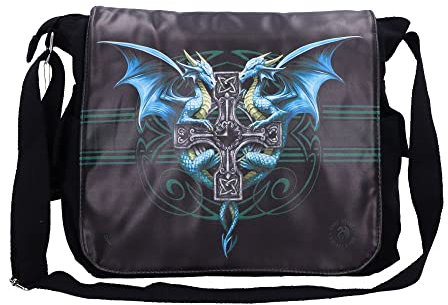 Nemesis Now Dragon Duo Anne Stokes Kuriertasche, Schwarz, PU und Canvas, 40 cm