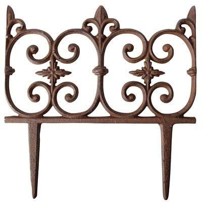 Esschert Cast Iron Classic Brown Garden Fence, Set of 12 - Garden Border Edging