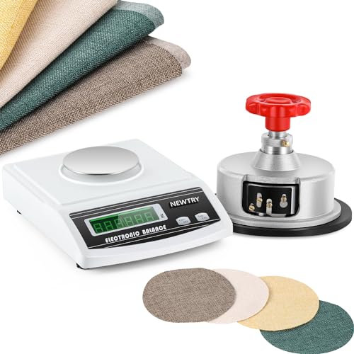 NEWTRY 600g/0,01g GSM elektronische Waage digitale Laborwaage mit einer einstellbaren Scheibe Probenehmer Tuchschneider 100cm2 von 0-2mm, für Textil, Gewebe, Papier
