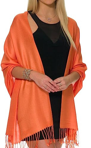 Pashmina Schal und Tücher für Abendkleider, weicher Pashminas Hochzeit Schal - Orange - Einheitsgröße