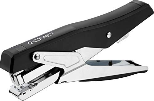Q-Connect Grapadora Metalizada y Negra de Tenaza Tacto Suave Capacidad 25 hojas Grapas 24/6 y 26/6
