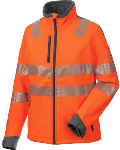 WÜRTH MODYF Warnschutz Softshelljacke Neon Damen – hochwertige & reflektierende Arbeitsjacke in XS – winddicht, atmungsaktiv & wasserabweisend (8.000 mm WS) – in Orange