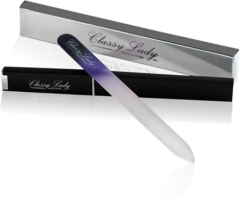 ClassyLady, lima per unghie in vetro, limetta per unghie in cristallo, per la cura professionale delle unghie, con custodia