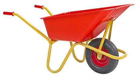 Ravendo BU1000PP Brouette de chantier professionnelle | Baignoire en polypropylène 100 l | Roue increvable avec roulement à billes | Charge maximale 200 kg | Barre de support