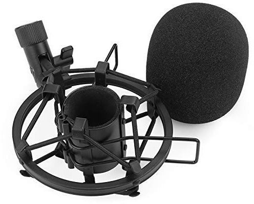 SUNMON SM58 Microphone Shock Mount Holder with Foam Windscreen for Absorbe Vibration and Noise, Pop Filter Suitable for SM58-LC, SM58-CN Dynamic Mic