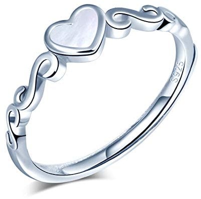 Yumilok Damenring Liebe Herz Ring Wellen Ehering Verlobungsring Freundschaftsring Lifestyle-Ring 925 Sterling Silber verstellbar