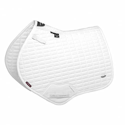 LeMieux Close Contact Tapis de selle auto-cool carré – Tapis de selle anglais pour chevaux – Équipement et accessoires d'équitation – Blanc – Taille L