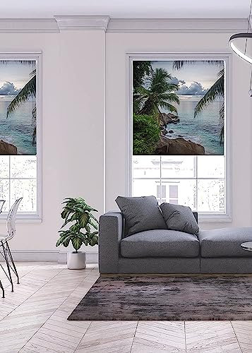 Lister Cartwright Blackout Roller Blinds Windows Child Safety Fitting Included Beautiful Design, Seychelles 60 x 140 cm