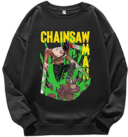 flowereyes Anime Chainsaw Man Japanese Manga Harajuku Print Crew Neck Sweater Long Sleeve Street Hip-hop Style Unisex Couple