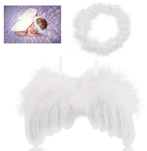 Hifot recien nacido fotografia kit, Bebe plumas ángel alas con diadema set, bebe fotografía Accesorios prop disfraz (Púrpura)