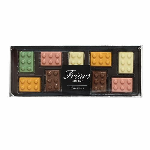 Friars Edible Chocolate Building Blocks - 100g | White & Milk Novelty Chocolate Gift | Premium Belgium Chocolate Bricks For Special Occasions, Hamper or Gifts | Childhood Sweets