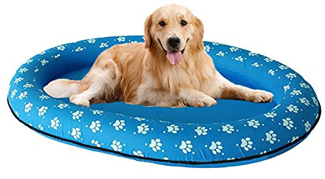 140x96cm Grand Chien de Compagnie Gonflable Chat Chat Eau Amusant Jouets Piscine Flotte Matelas Tissu Oxford Durable avec Impression Piscine pour Chien (Color : Blue)