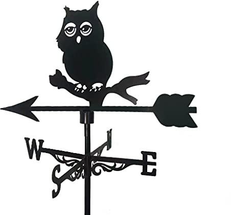 girouette de Jardin Exterieur Toit Chouette Mignonne Weathervane, niatrice en métal avec Ornement d'animal, Jardin pieu météorologue de Mesure Professionnelle à Outils de Jardin