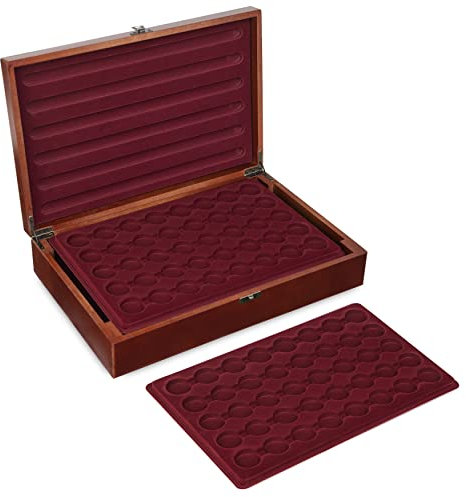 MC.Sammler Caja para monedas de madera, incluye 5 cajas para 200 monedas de 2 euros en cápsulas de hasta 31 mm (cassette sin cápsulas de monedas)