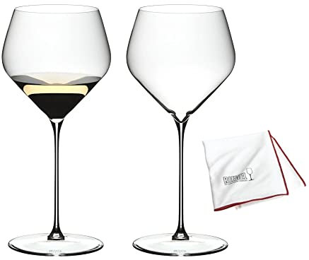 RIEDEL Veloce Chardonnay Gläser (2er Set) Bundle mit Mikrofaser Poliertuch (2 Stück)