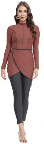 seafanny Damen 3-teilige muslimische Bademode Full Cover Hijab Burkini Modest Badeanzug buqini(rosa 42) XL
