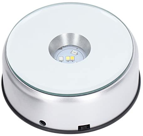Qcwwy 360 ° Drehbare LED-Leuchten 80 Sekunden Pro Runde LED-Display-Basis mit Drehbarer Präsentationsständer für Kristallkugel-Tortenständer, Serviergeschirr