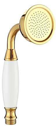 Wussh Soffione doccia classico tradizionale in ottone per il bagno in oro lucido e ceramica