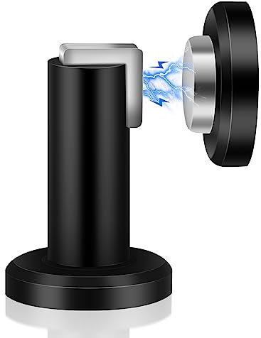 Magnetic Door Stop, Black Door Stopper, Wall Floor Mount Magnetic Door Holder Heavy Duty Magnet Door Catch, Magnetic Doorstops for Skirtings, 1 Pack