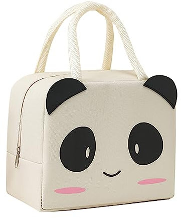 Insulated Lunch Bag Tote Bag for Women Wide Open Insulated Cooler Bag Water-Resistant Thermal Leak-Proof Lunch Organizer for Men Girls Outdoor Picnic Work (BlackPanda)