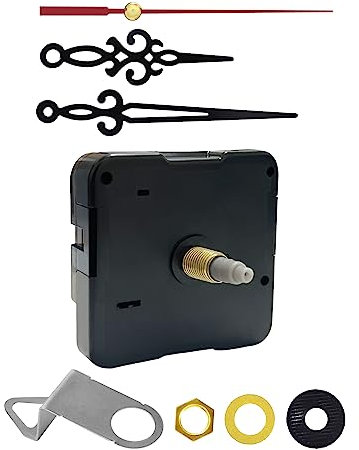 WinTaim Uhrwerk für Wanduhr Lautlos, Uhrwerke zum Selbsteinbau mit Zeiger Quarzuhrwerk DIY-Reparatur-Ersatz-Uhrenteile-Motor (18mm Gesamtwelzlänge, 1 Packung Uhrzeiger Black)