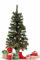 4ft Pre-lit Christmas Tree Artificial Xmas Tree with LED Lights & Retro Base X-mas Traditional Decoration for Home Doorway and Pathway 120cm