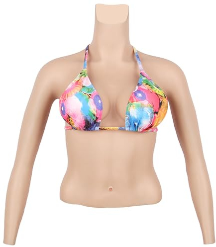 CRODRES Plastron Demi-Corps avec Bras Formes mammaires remplies de Silicone/Coton Vêtements Hommes et Femmes Faux Seins pour travestis