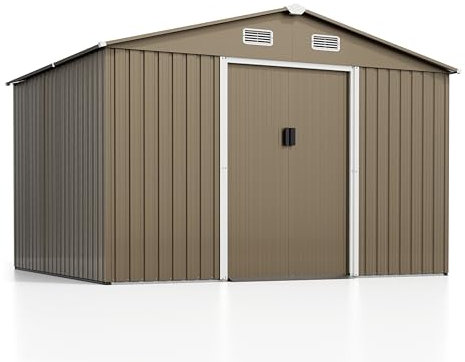 Kurapika 10 x 8FT Outdoor Storage Shed Waterproof, Large Garden Tool House with Air Vents and Lockable Sliding Door, Metal Shed for Garden, Patio, Backyard, Lawn