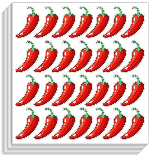 Spicy Stickers Etiketten, rote Chilischoten, würzige Füllstandsanzeige, 300 Stück