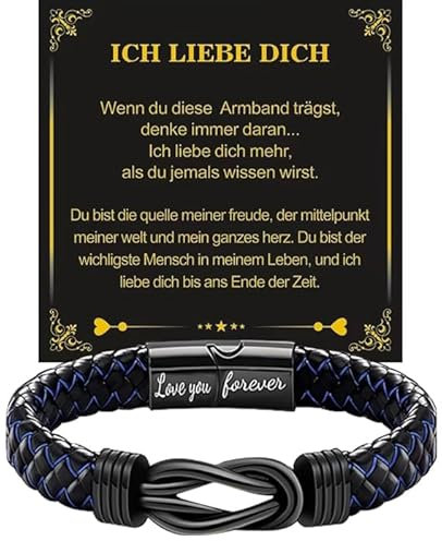 Dattecat Ich Liebe Dich Geschenke für Männer/Papa Geschenk lederarmband Herren Geschenk papa/Ehemann Weihnachten/Valentinstag/Vatertagsgeschenke