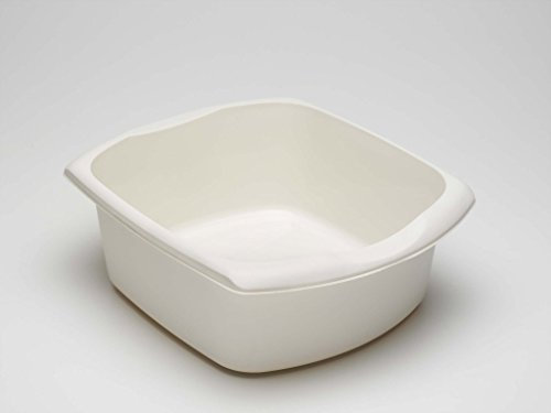 Bacinella rettangolare da 9,5 l, per lavare i piatti da cucina con manici integrali, in plastica resistente, riciclata (lino)