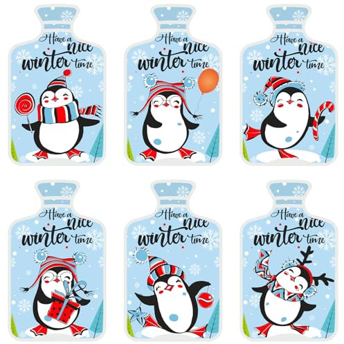 iZoeL 6 Stück Taschenwärmer Pinguin Blau Kinder Erwachsene, wiederverwendbar Handwärmer Taschenheizkissen Fingerwärmer Weihnachten Hand Wärmer (tolles Wichtelgeschenk)