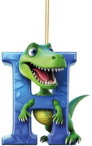 Weihnachts-Dinosaurier-Ornamente, 26 Buchstaben, hängende Anhänger, 26 Buchstaben, Dinosaurier-Weihnachtsbaumschmuck, Acryl-Dinofiguren, hängende Ornamente, Dinosaurier-Weihnachtsbaumdekoration,