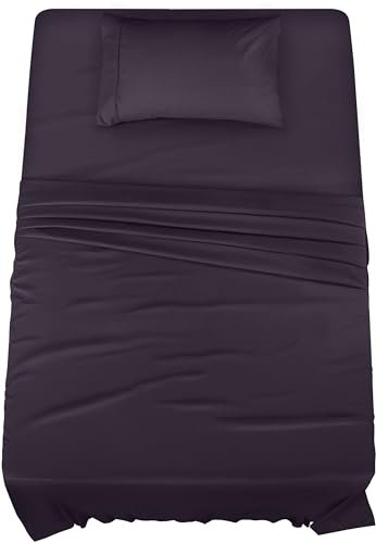 Utopia Bedding Bettwäsche-Set für Twin-Bett, 3-teilig, gebürstete Mikrofaser, schrumpft und lichtbeständig, pflegeleicht (Twin-Size-Bett , Lila)