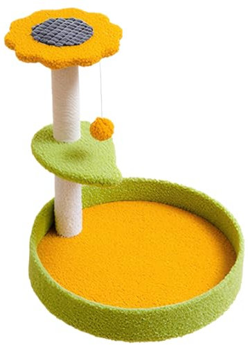 Árbol para gatos con flores,bonito árbol para gatos de 17 pulgadas con poste rascador y pelota de juguete peluda,cama para gatos de terciopelo suave y ancha con base estable, suministros para mascotas
