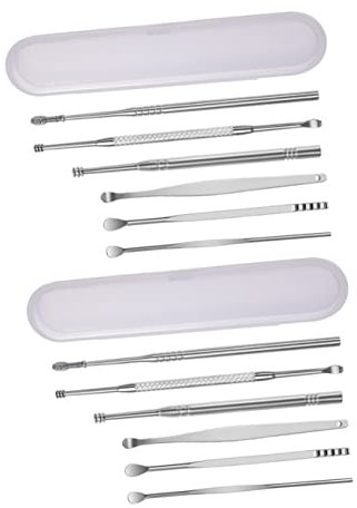 minkissy 4 Sätze Werkzeug Zum Zupfen Von Ohren Ohrenschmalz-kürette Ohrstöpsel-kit Werkzeug Zum Entfernen Von Ohrenschmalz Ohrlöffel-kit Ohrenkratzer Ohrenreiniger Rostfreier Stahl Silver