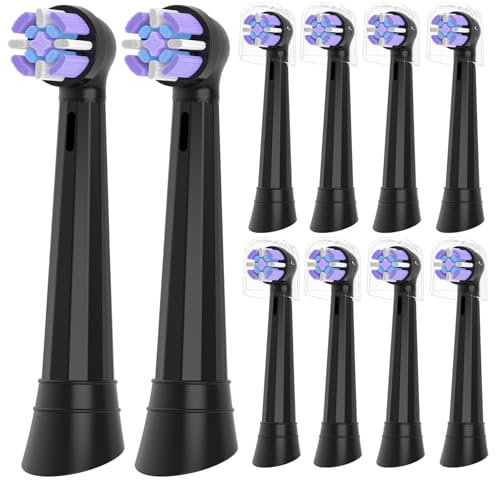 YMPBO Aufsteckzahnbürsten Kompatibel mit Oral-B iO 10 9 8 7 6 5 4 3 Serie Elektrischen Zahnbürste, 10 Stück Aufsteckbürsten Zahnbürste Aufsätze, Schwarz