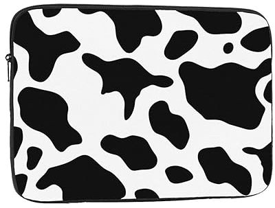 Black and White Cow Print Laptop Case 15 inch Laptop Sleeve Computer Carrying Bag Shockproof Protective Notebook Case Portable Laptop Bag Waterproof Briefcase Bag for Men Women
