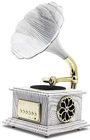ASumPio Tocadiscos Bluetooth, Tocadiscos Retro, Tocadiscos con Altavoces estéreo incorporados, diseño de Maleta, grabadora Blanca,White-One