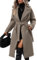 Soulolo Damen Wollmantel Lang Warm Damen Trenchcoat Reverskragen Winter Mantel Revers Zweireihiger Vintage Einfarbig mit Gürtel Outwear Herbst Winter Jacke