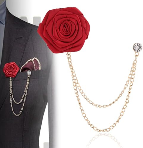 COYUN Broche Costume Homme, Broche De Ruban Floral, Broche Fleur, Vetement Mode, Broche En ChaîNe, Convient Pour Les Mariages, Les DîNers Et Les Grandes Occasions