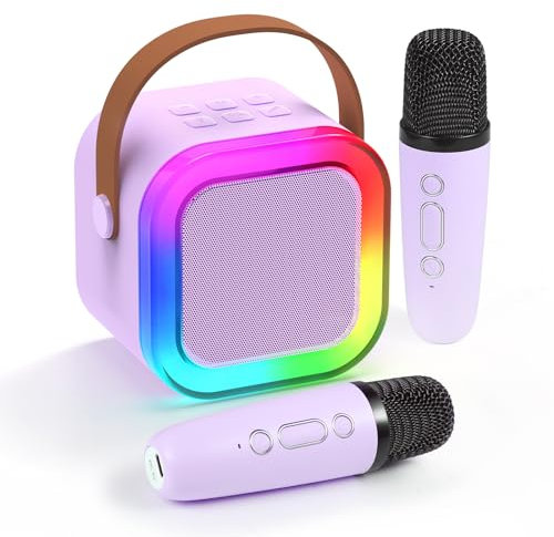 Fede Karaoke Micrófono para Niños, Mini Karaoke Infantil Micrófonos Inalámbricos Altavoz Bluetooth Portátil con Efectos de Cambio de Voz y Luces LED, Mejores Juguetes Regalos para Niñas y Niños