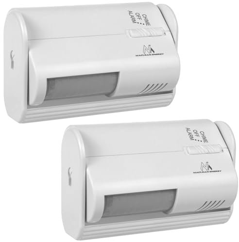 Maclean MCE311 Durchgangsmelder 2-er Pack, Bewegungsmelder mit Alarm und Klingel, Batteriebeberieben, Lautstärke über 70dB 60 Grad Erfassungsbreite (Weiß - 2-er Pack)