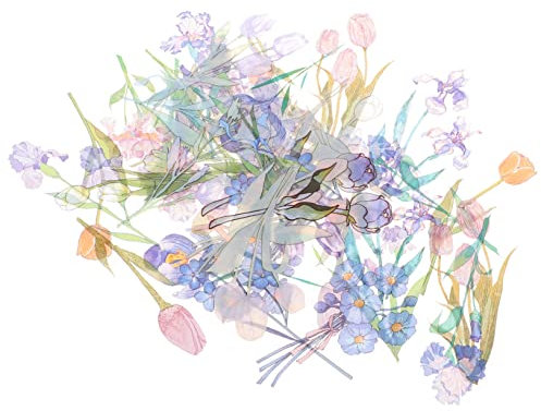 DIYEAH Blumen-Scrapbooking-aufkleberrolle – 80 Stück Pet-blumenaufkleber Für Erwachsene