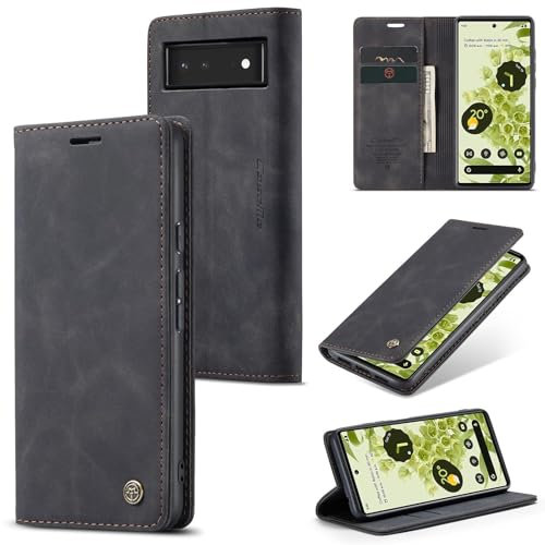 owlhold Cover Google Pixel 6 Portafoglio Flip [Antiurtoo][Cavalletto][Carta Fessura] Cover Pelle per Google Pixel 6 - Nero