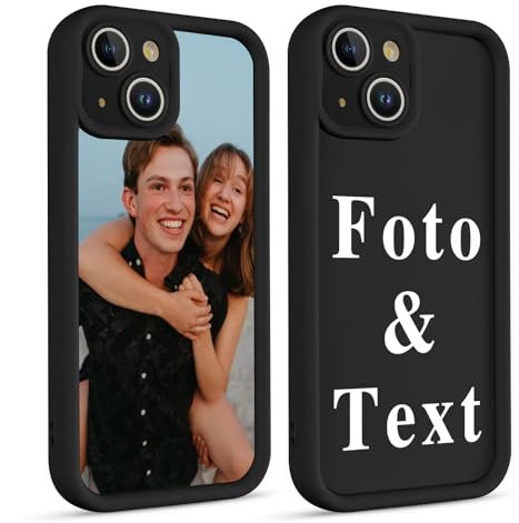 Yoedge Personalised Black Phone Case for iPhone 13 6.1, Image Photo Custom Aesthetic Design Flexible Soft TPU Silicone Rubber Shockproof Bumper Camera Cover Girls Men for iPhone13 Cases